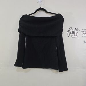 ZARA Off-Shoulder Knit Sweater – Black – Size L (New Without Tags)